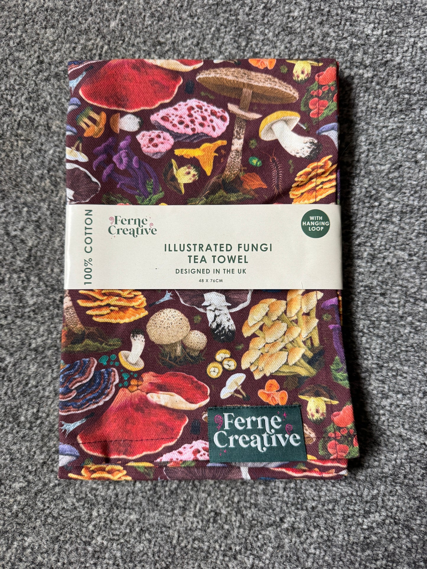 British Fungi Tea Towel with Hanging Loop
