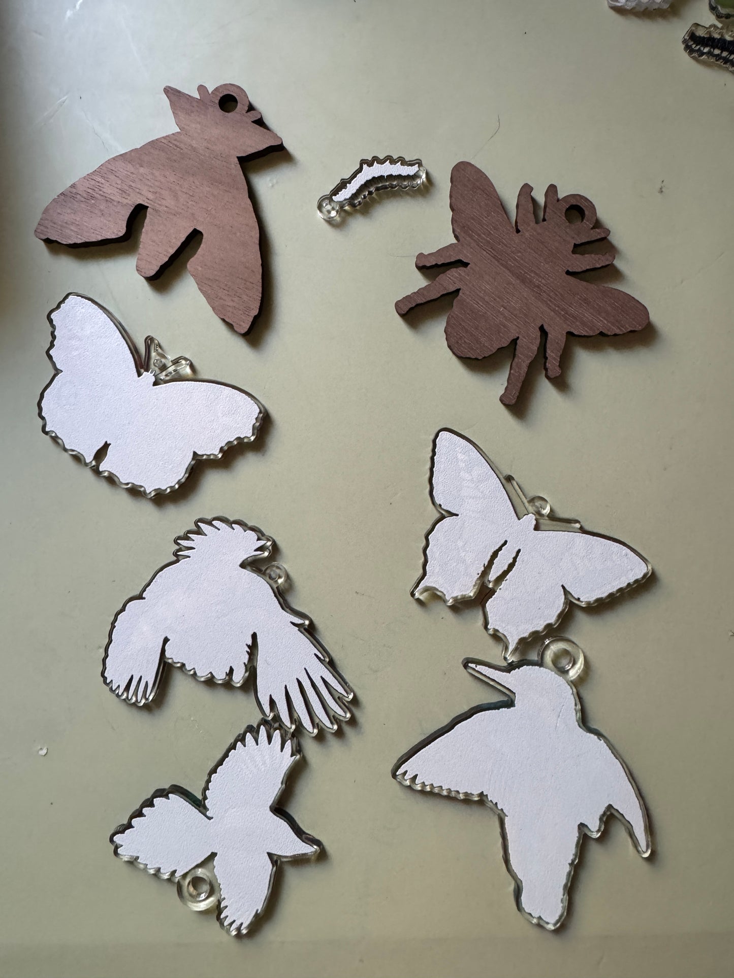 Seconds Crow, Magpie, Kingfisher, Butterfly, Moth & Bee loose charms