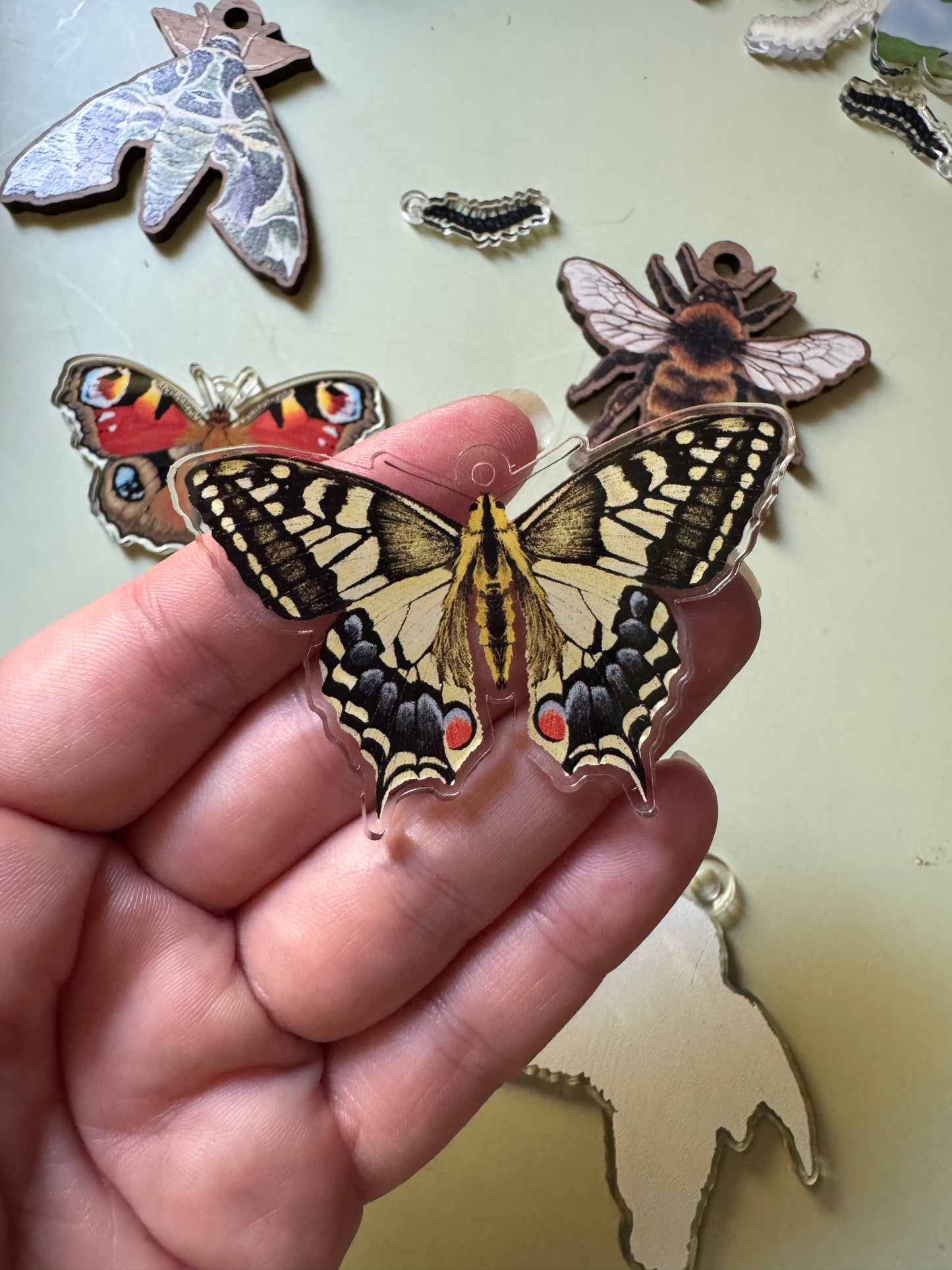 Seconds Crow, Magpie, Kingfisher, Butterfly, Moth & Bee loose charms
