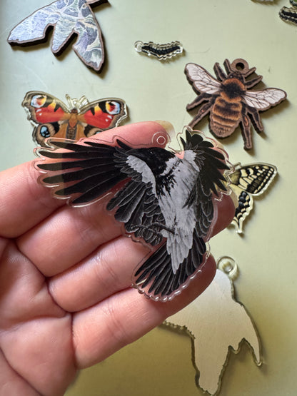 Seconds Crow, Magpie, Kingfisher, Butterfly, Moth & Bee loose charms