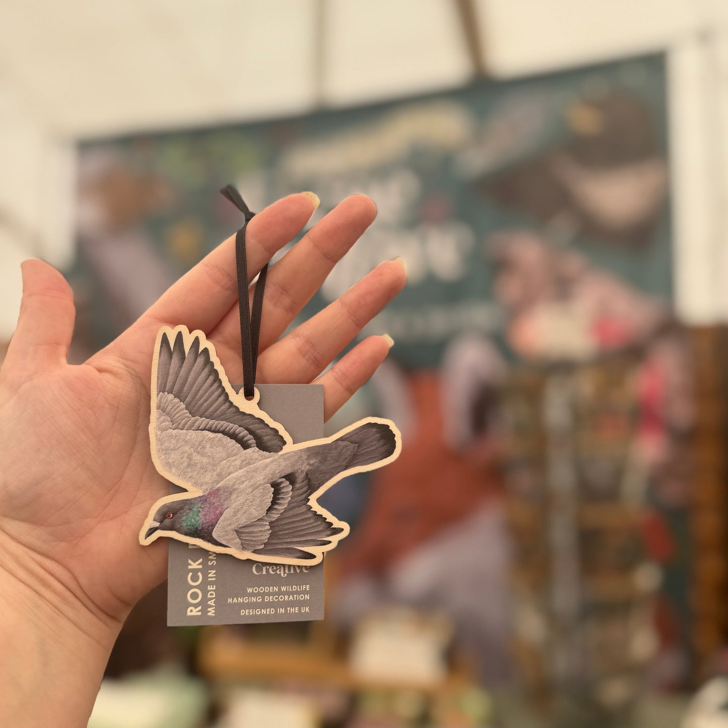 Rock Dove/Pigeon Wooden Hanging Decoration
