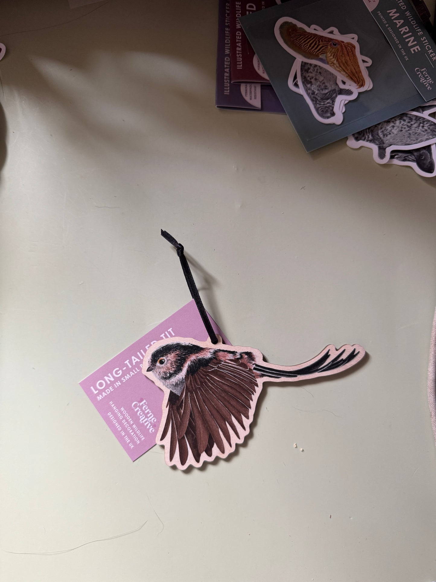 Long-tailed Tit Wooden Hanging Decoration