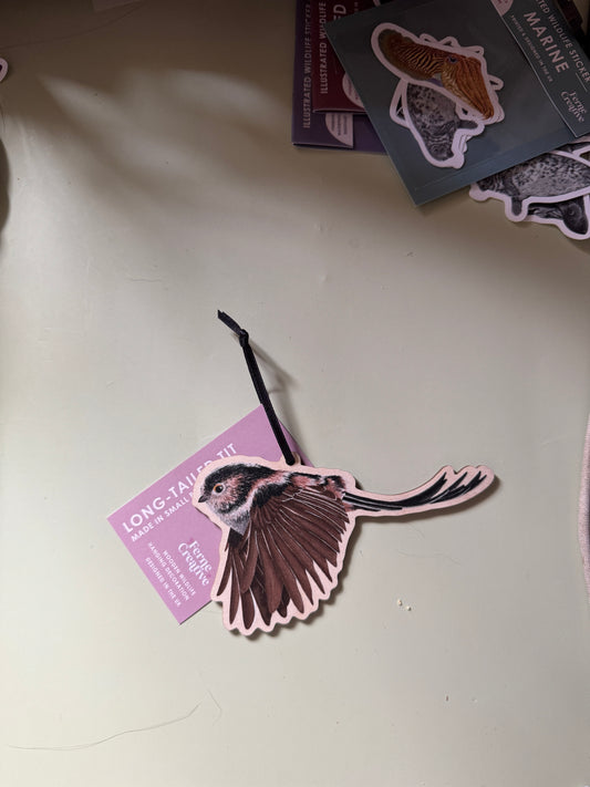 Long-tailed Tit Wooden Hanging Decoration