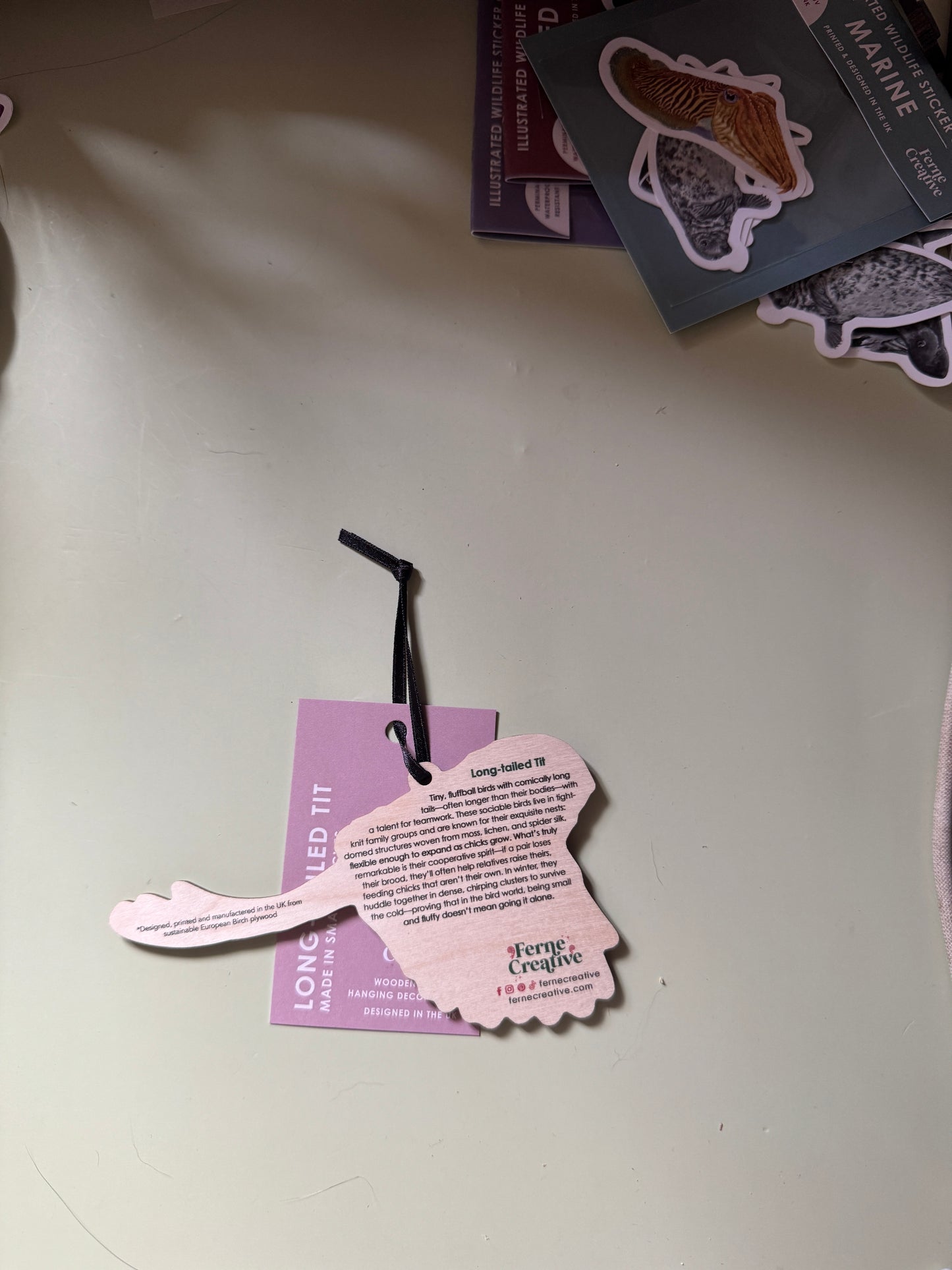 Long-tailed Tit Wooden Hanging Decoration