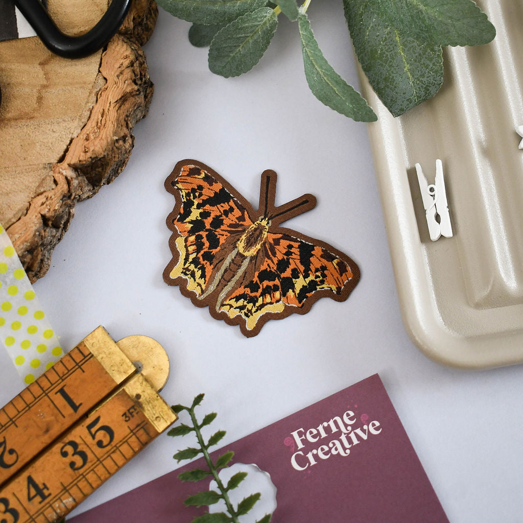 Butterfly Iron-On Patch Set – Comma, Peacock & Small Tortoiseshell Woven Patches