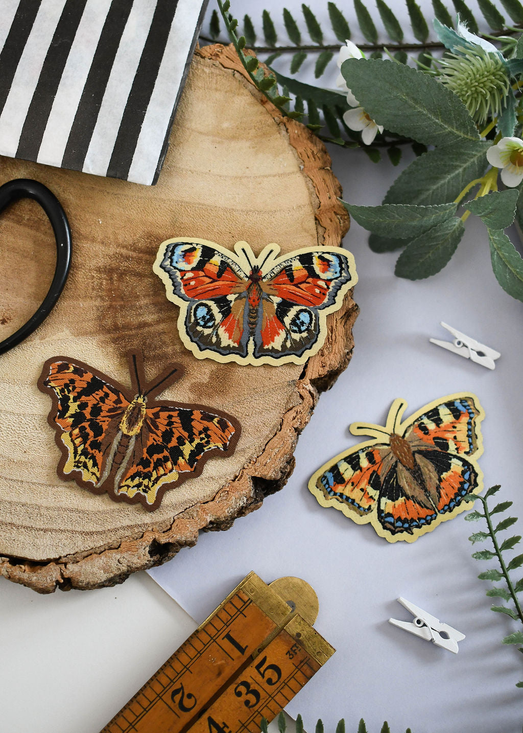 Butterfly Iron-On Patch Set – Comma, Peacock & Small Tortoiseshell Woven Patches