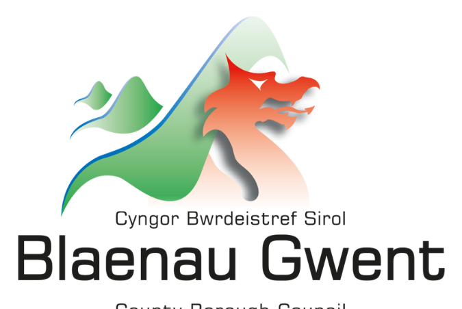 Logo of Blaenau Gwent County Borough Council with colorful abstract design on a white background