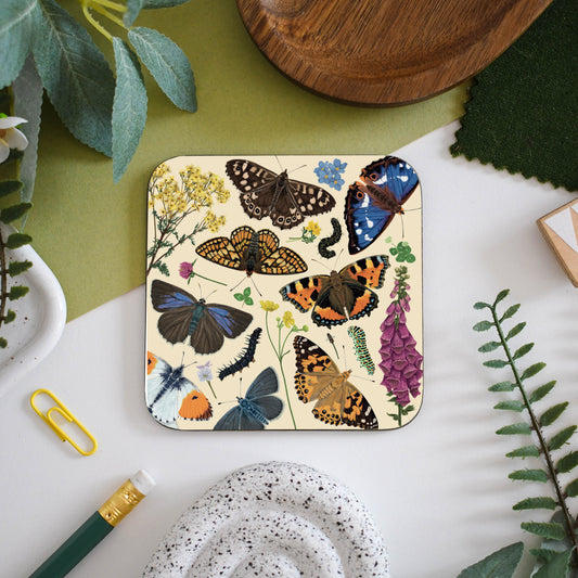 Illustrated Butterfly Coaster
