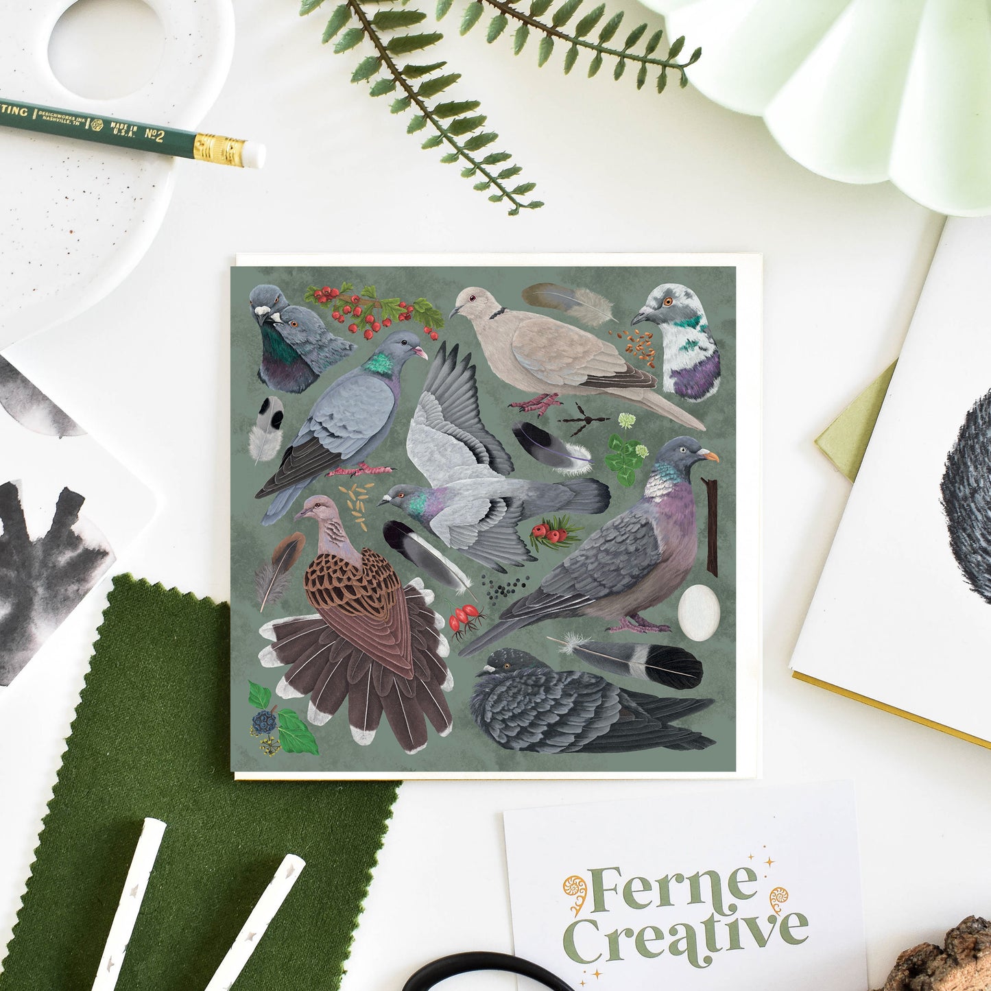 Pigeon & Dove Greetings Card