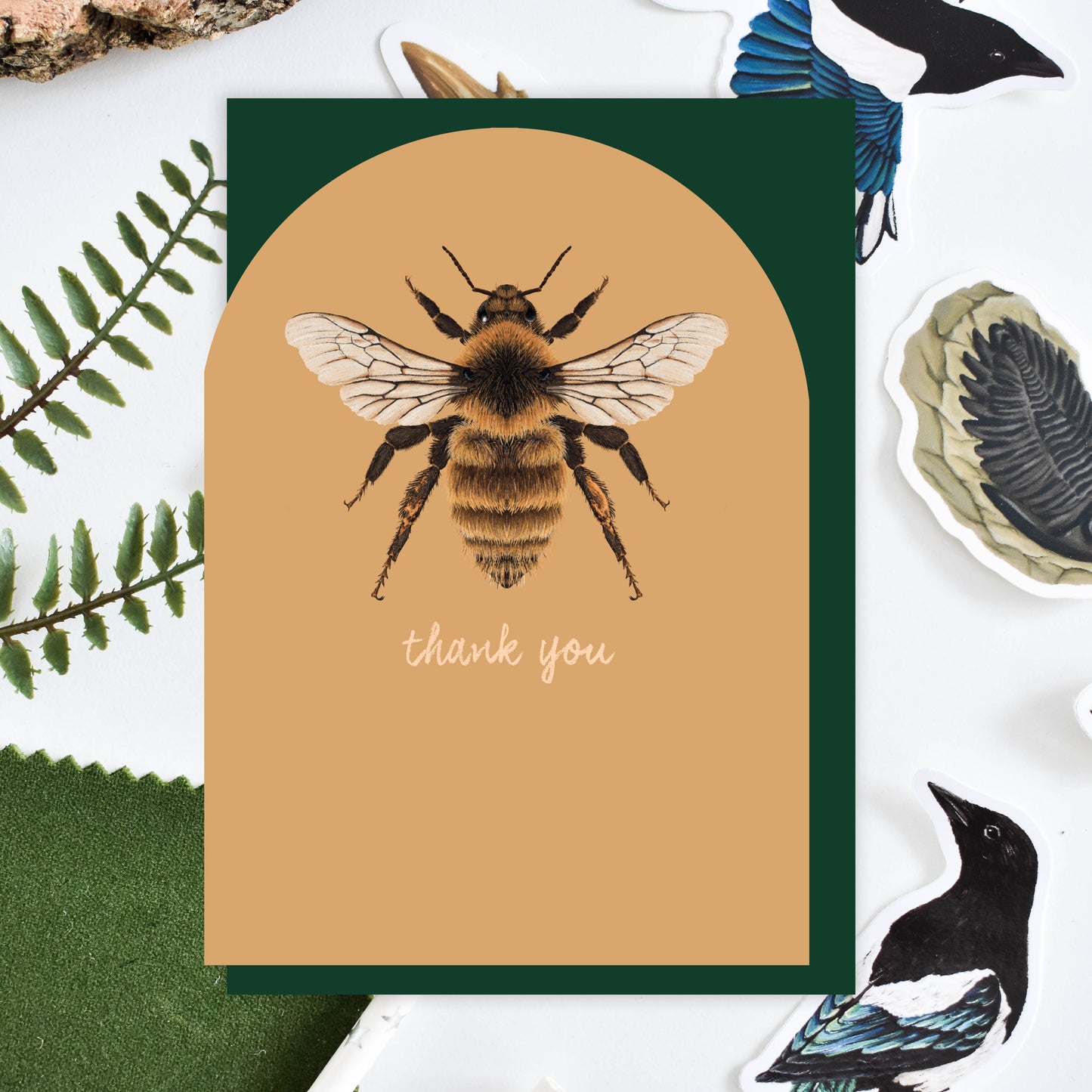 Great Yellow Bumblebee 'Thank you' Arched Card