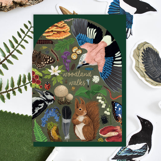 'Woodland Walks' Arched Wildlife Card