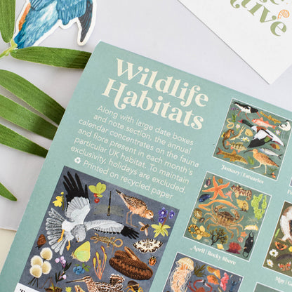 Close up of wildlife habitats calendar with snippits of wildlife habitat pages. 