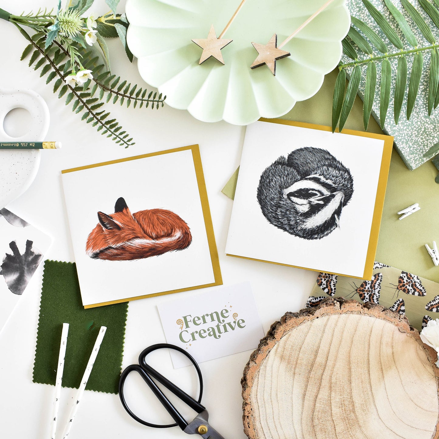 British Wildlife Badger Card - Cute Animal Love Illustration, Blank Note for Thank You or Any Occasion, Eco Gift