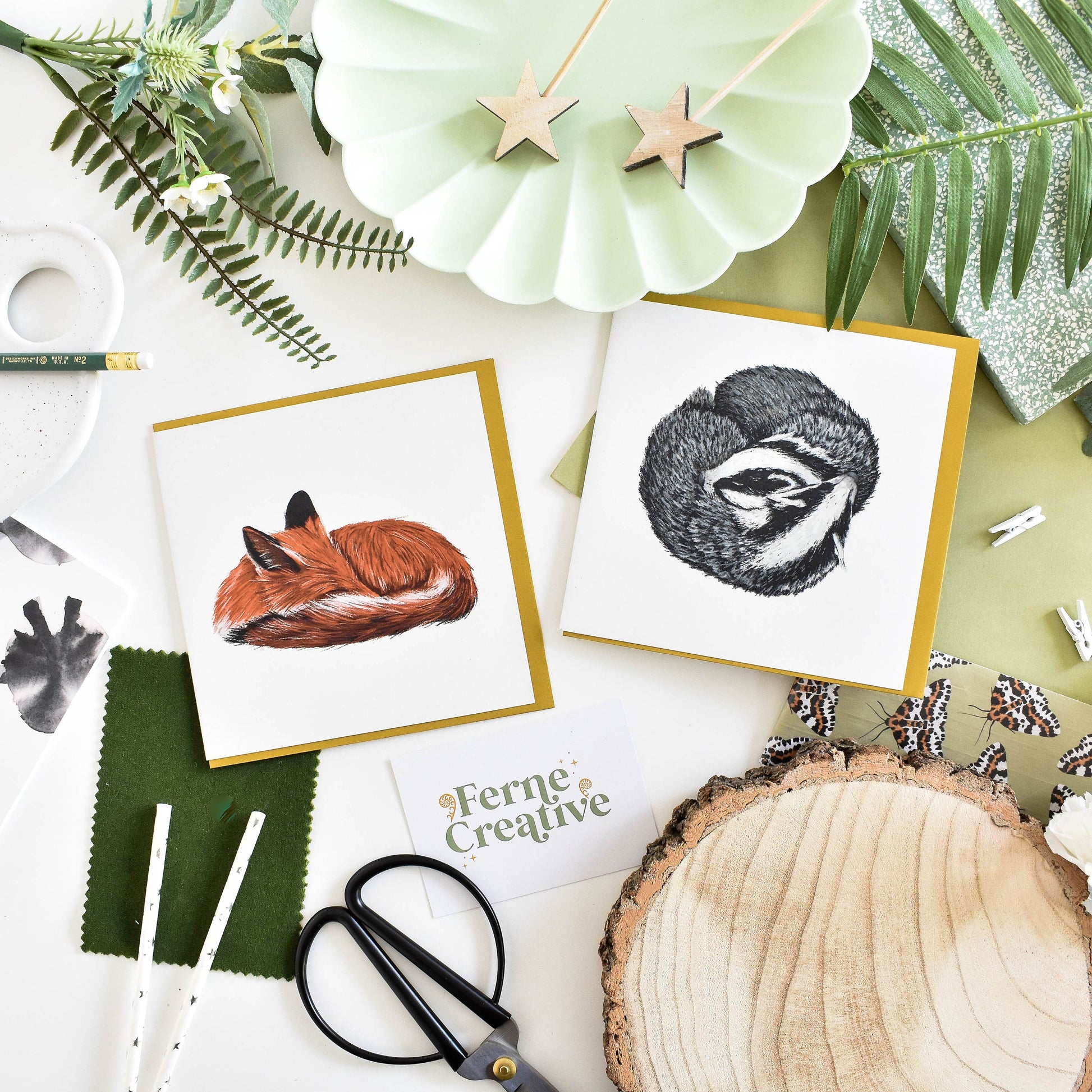 British Wildlife Badger Card - Cute Animal Love Illustration, Blank Note for Thank You or Any Occasion, Eco Gift