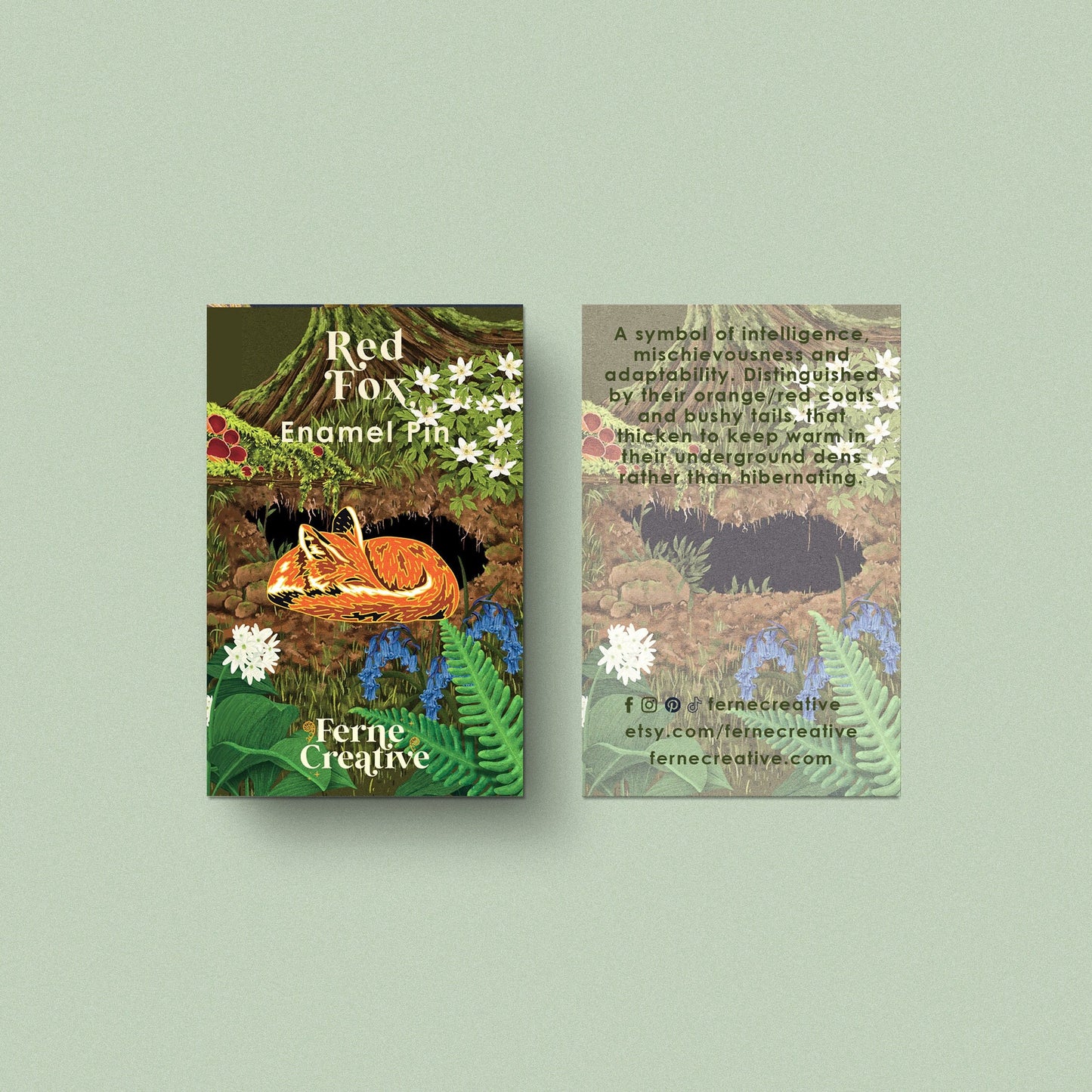 Fox Enamel Pin, Red Fox, Woodland Animals, Hard enamel pin, Animal Lover Gift, Lapel pin, Animal pin broach, Nature Illustration, Fox Gift